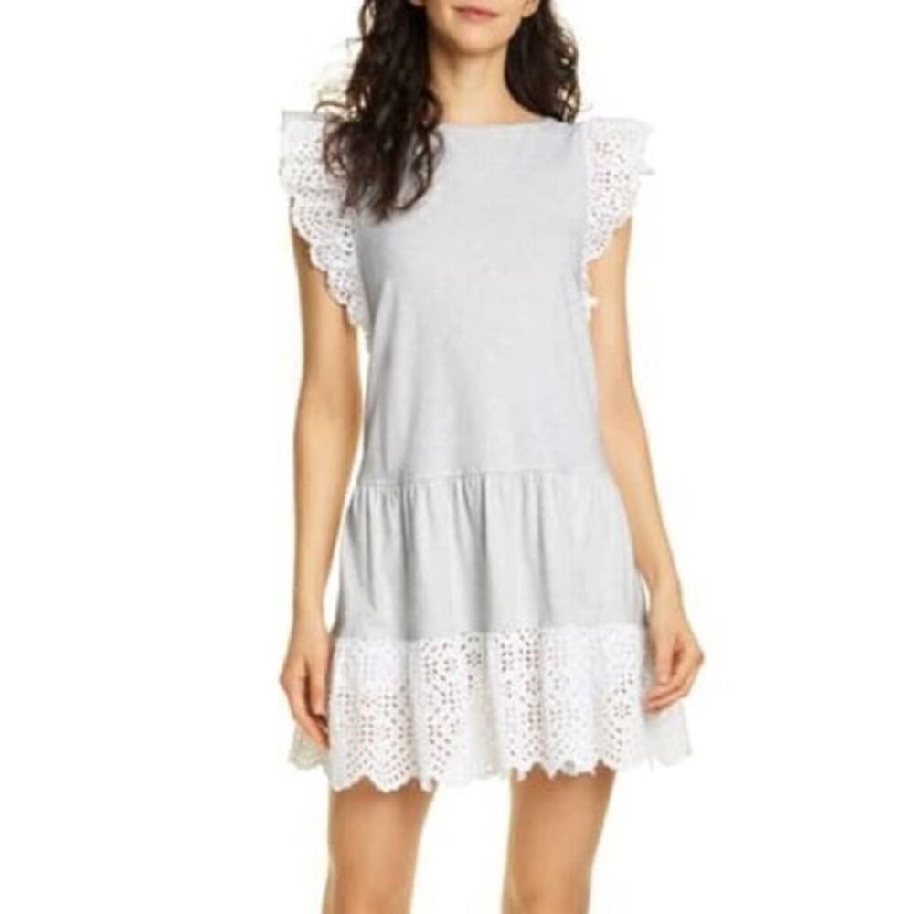 La Vie Rebecca Taylor Flutter Sleeve Grey Dress